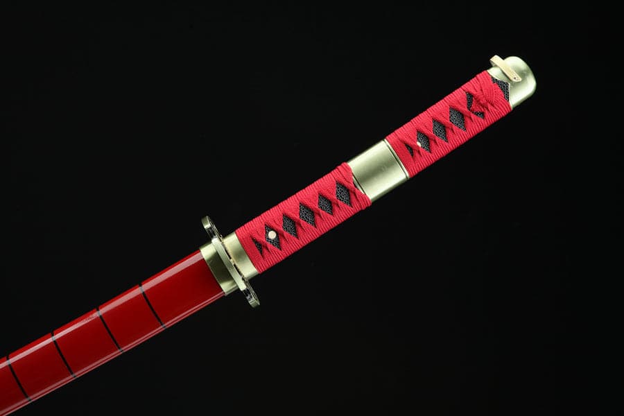 Handmade Anime Katana One Piece Roronoa Zoro Sandai Kitetsu Sword 1045 High Carbon Steel Red - Tophatter Daily Deals