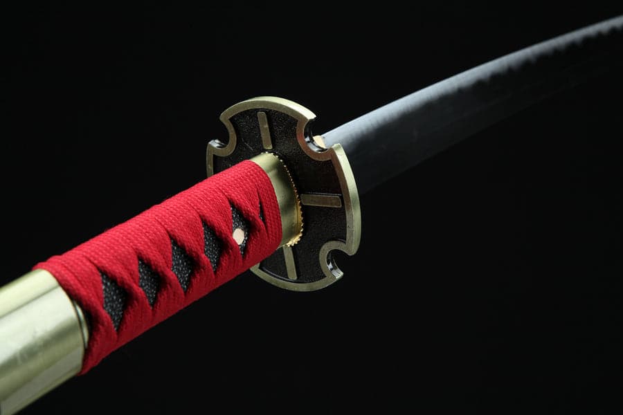 Handmade Anime Katana One Piece Roronoa Zoro Sandai Kitetsu Sword 1045 High Carbon Steel Red - Tophatter Daily Deals