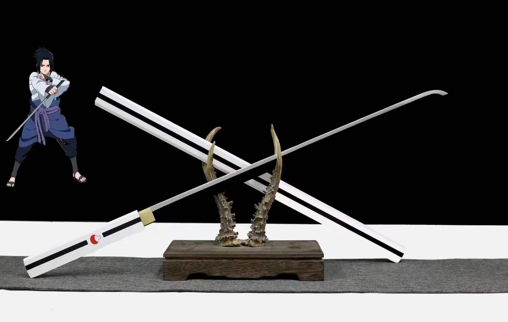 Handmade Anime NARUTO Sasuke Kusanagi-No-Tsurugi Sword Shirasaya Ninja Sword Spring Steel WhiteBlade - Tophatter Daily Deals