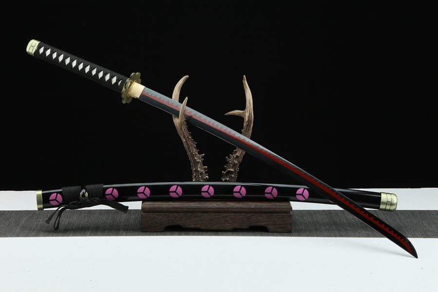 Handmade Anime One Piece Roronoa Zoro's Shusui Katana Sword 1045 High Carbon Steel Red Black Blade - Tophatter Daily Deals