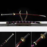 Handmade Anime One Piece Roronoa Zoro's Shusui Katana Sword 1045 High Carbon Steel Red Black Blade - Tophatter Daily Deals