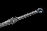 Handmade Ao Tian Manganese Steel Chinese Sword Baked blue engraving - Tophatter Daily Deals