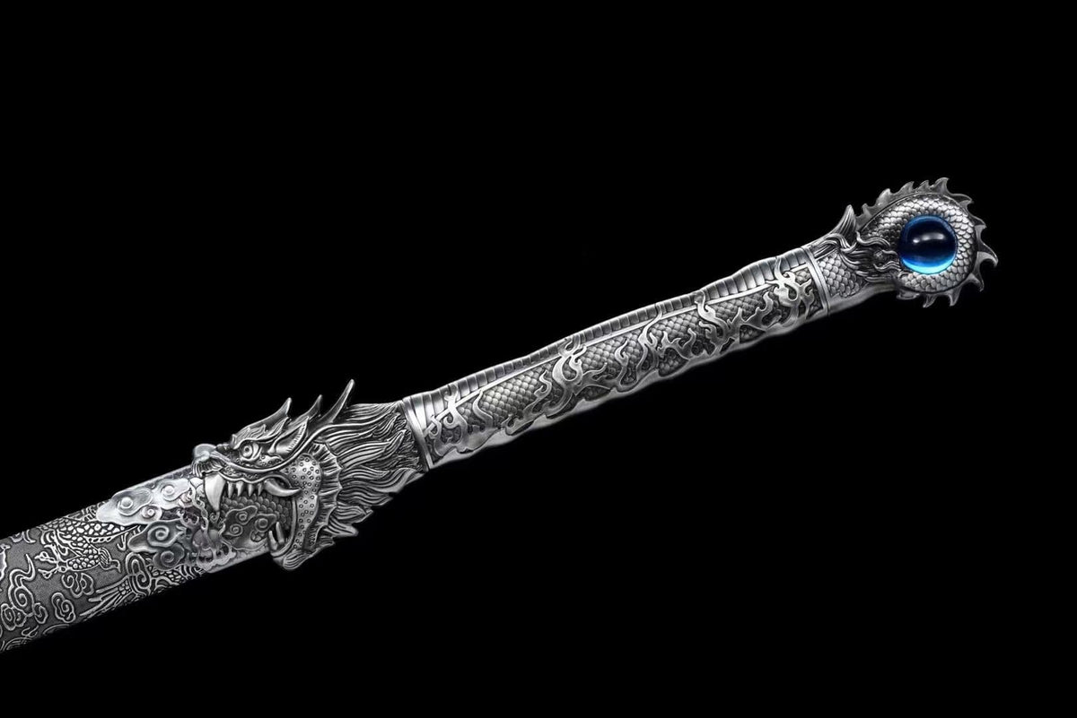 Handmade Ao Tian Manganese Steel Chinese Sword Baked blue engraving - Tophatter Daily Deals