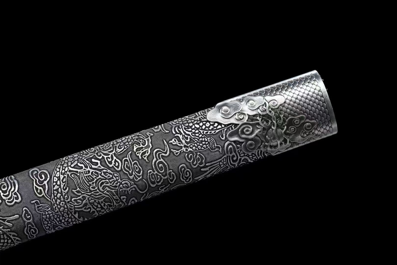 Handmade Ao Tian Manganese Steel Chinese Sword Baked blue engraving - Tophatter Daily Deals