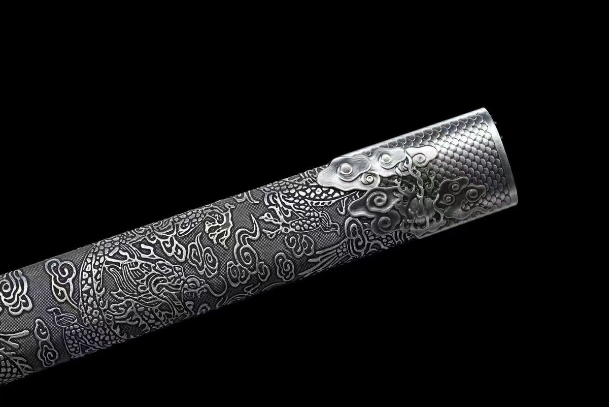 Handmade Ao Tian Manganese Steel Chinese Sword Baked blue engraving - Tophatter Daily Deals
