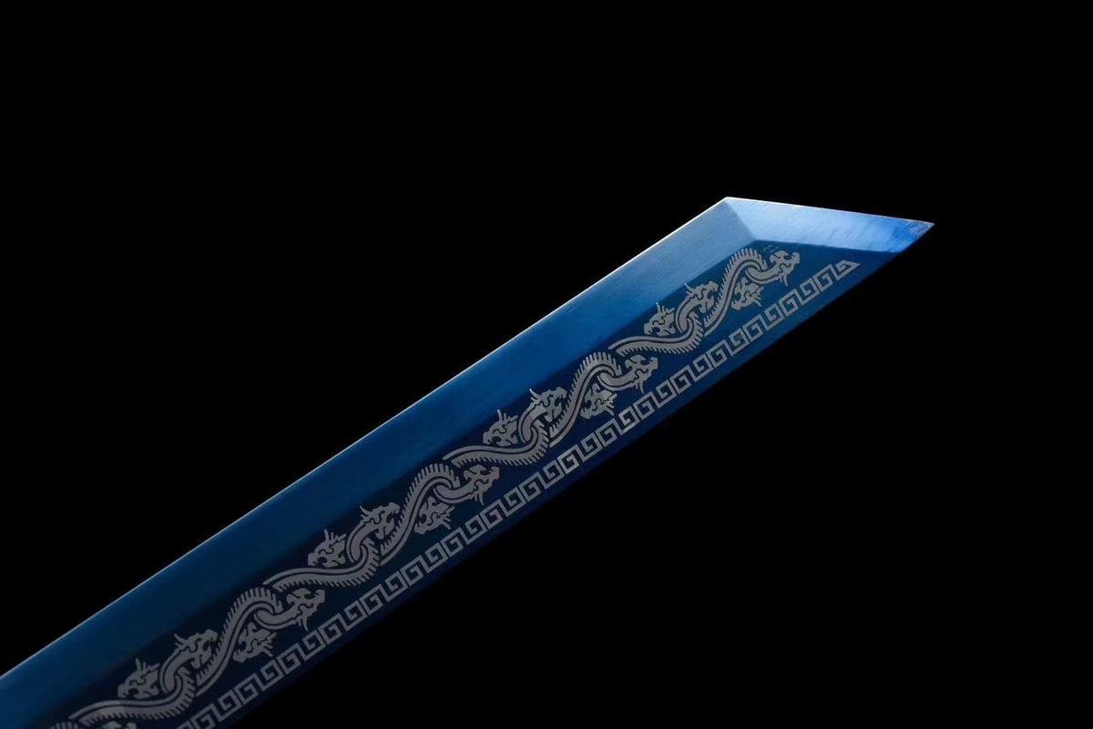 Handmade Ao Tian Manganese Steel Chinese Sword Baked blue engraving - Tophatter Daily Deals