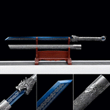 Handmade Ao Tian Manganese Steel Chinese Sword Baked blue engraving - Tophatter Daily Deals