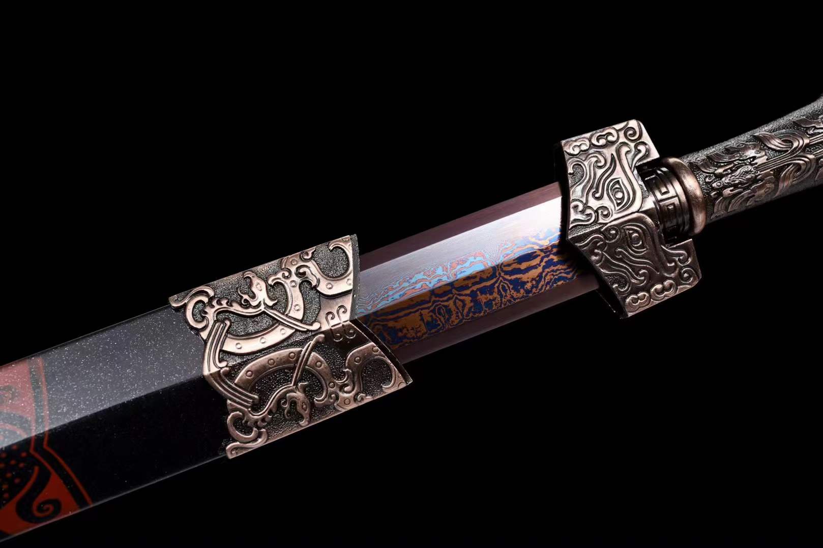 Handmade Chinese Han Dynasty 青雲 Sword Damascus Steel Blade baking blue - Tophatter Daily Deals