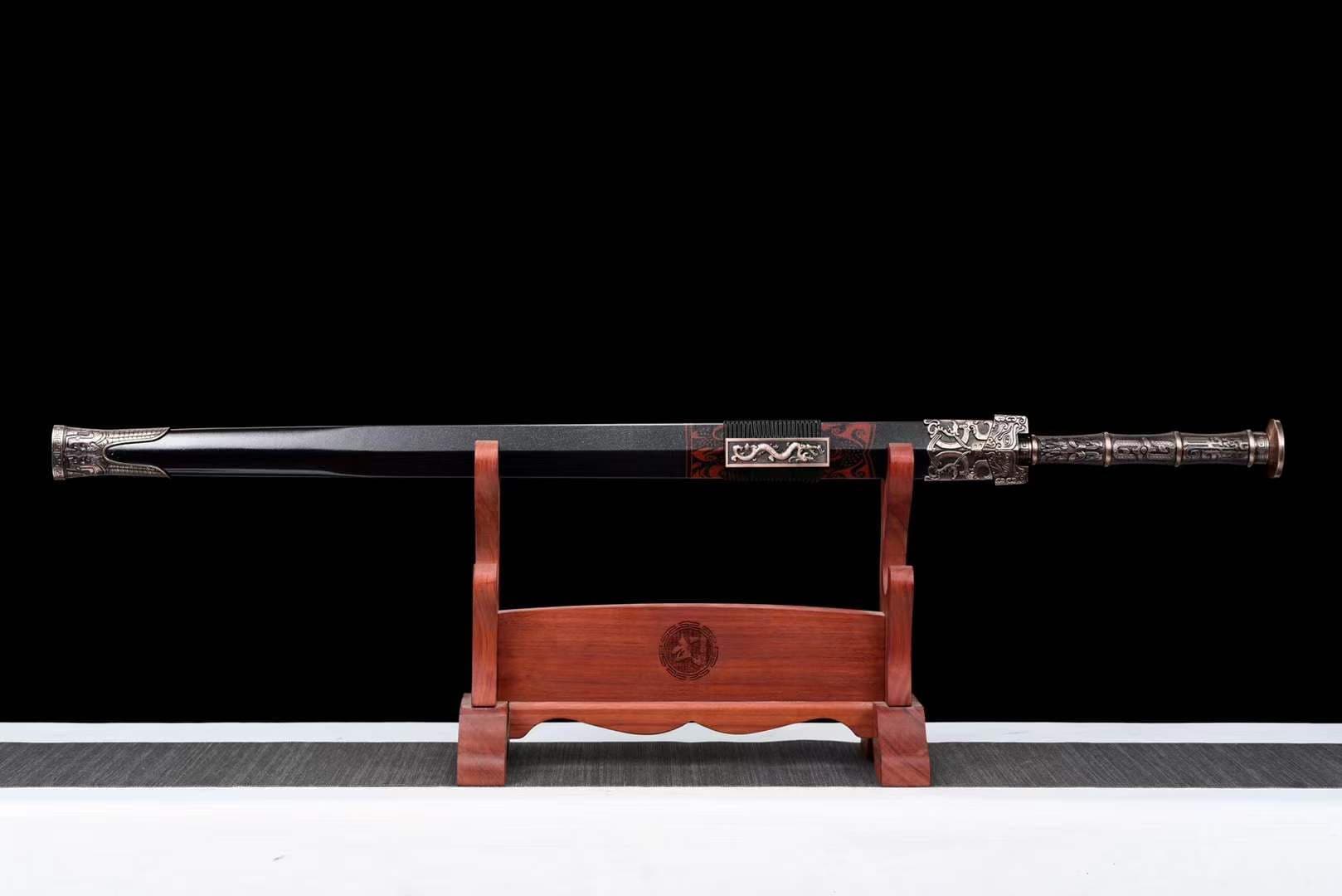 Handmade Chinese Han Dynasty 青雲 Sword Damascus Steel Blade baking blue - Tophatter Daily Deals