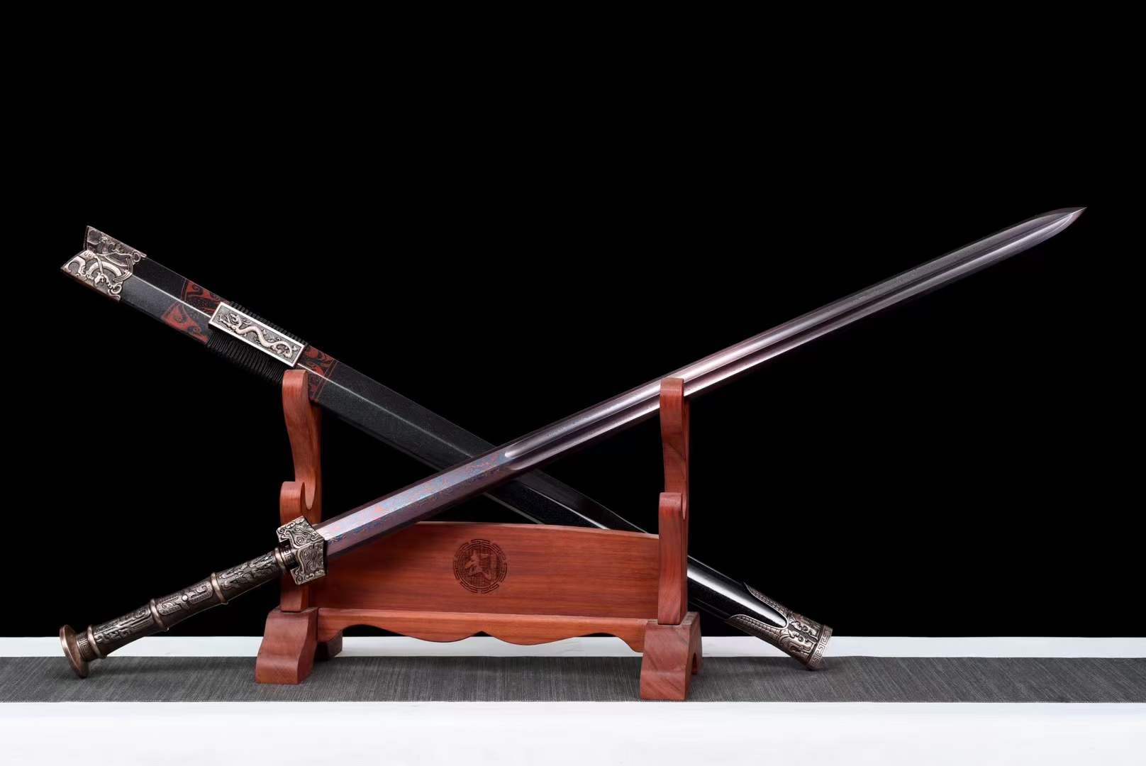 Handmade Chinese Han Dynasty 青雲 Sword Damascus Steel Blade baking blue - Tophatter Daily Deals