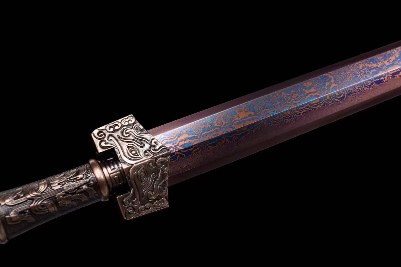 Handmade Chinese Han Dynasty 青雲 Sword Damascus Steel Blade baking blue - Tophatter Daily Deals