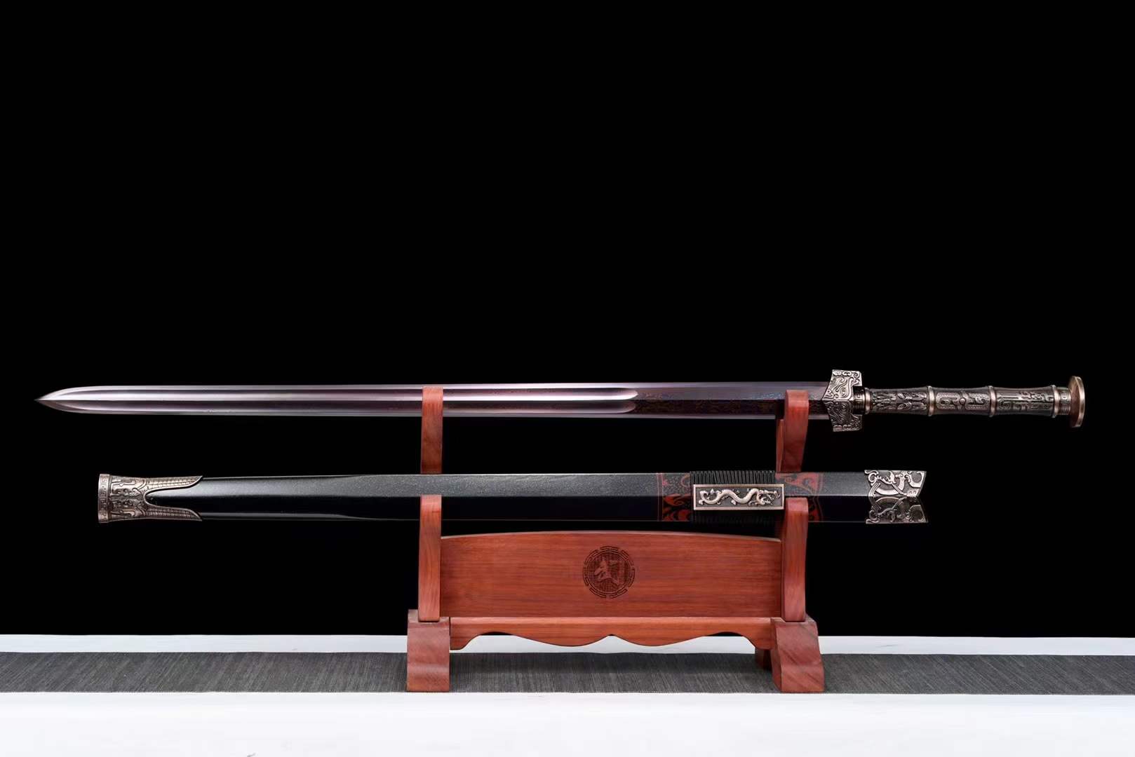 Handmade Chinese Han Dynasty 青雲 Sword Damascus Steel Blade baking blue - Tophatter Daily Deals