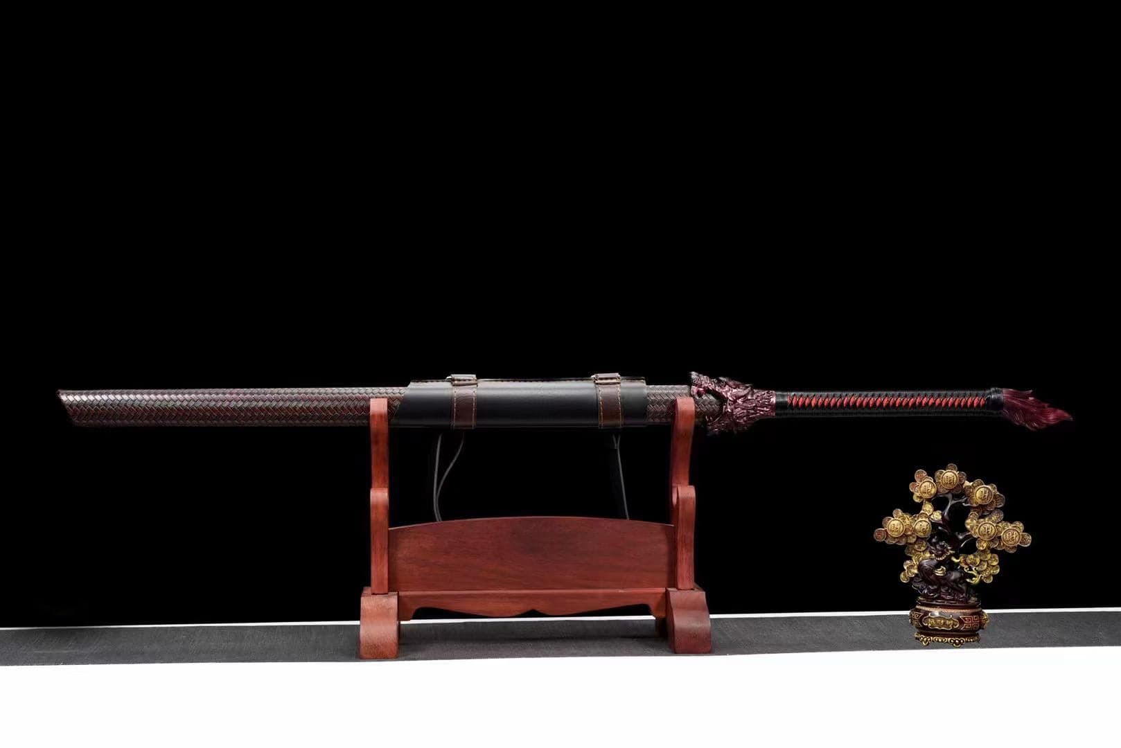Handmade Devour the Moon Manganese Steel Chinese Sword With Blue Blade - Tophatter Daily Deals