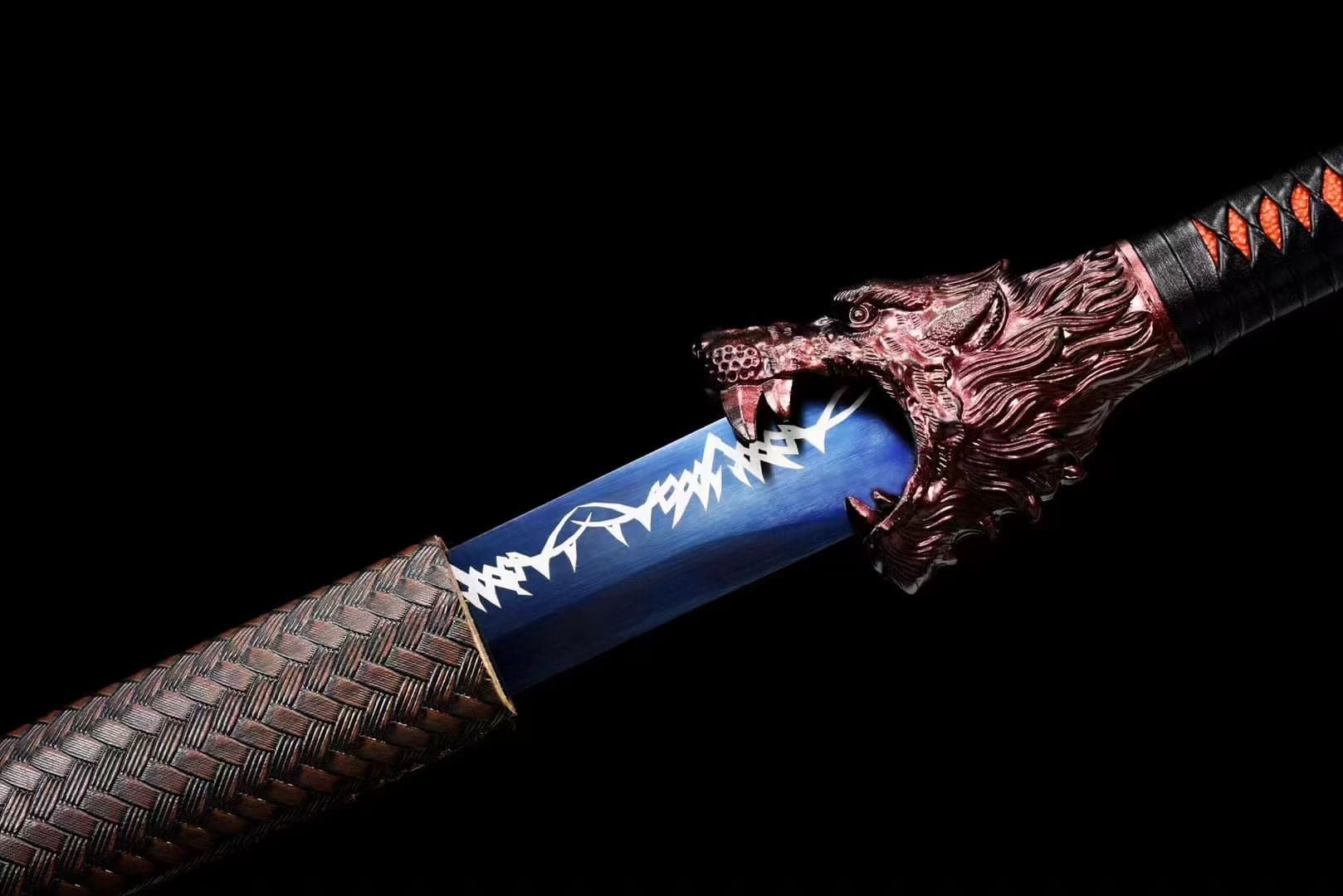 Handmade Devour the Moon Manganese Steel Chinese Sword With Blue Blade - Tophatter Daily Deals