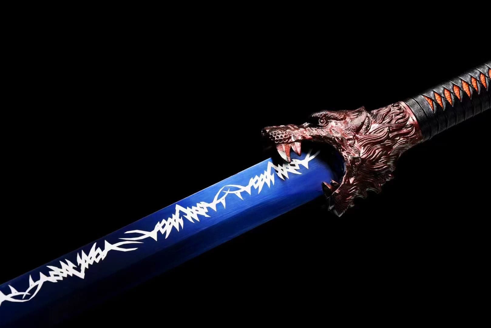 Handmade Devour the Moon Manganese Steel Chinese Sword With Blue Blade - Tophatter Daily Deals