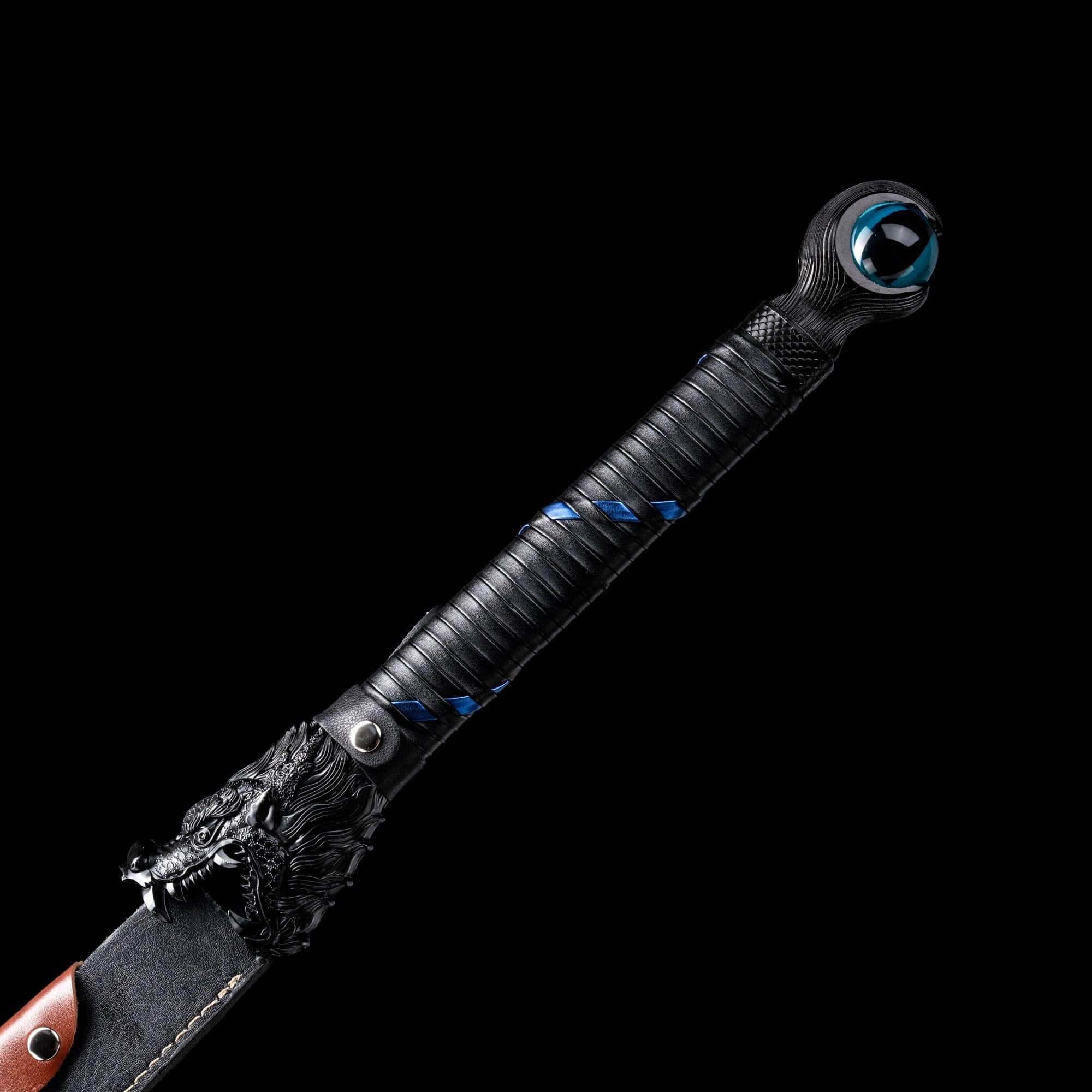 Handmade Dragon Battle Blade Manganese Steel Chinese Sword Black & White - Tophatter Daily Deals