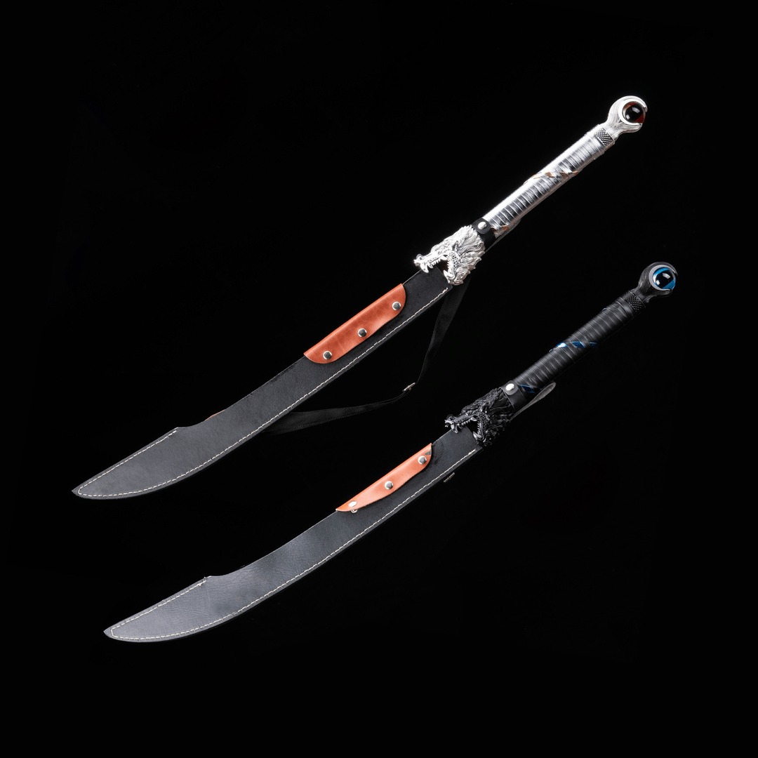 Handmade Dragon Battle Blade Manganese Steel Chinese Sword Black & White - Tophatter Daily Deals