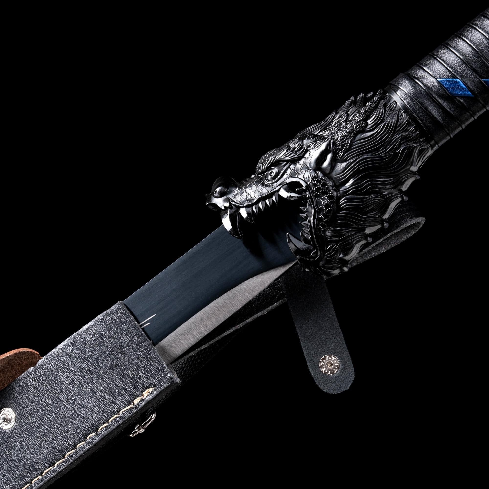 Handmade Dragon Battle Blade Manganese Steel Chinese Sword Black & White - Tophatter Daily Deals