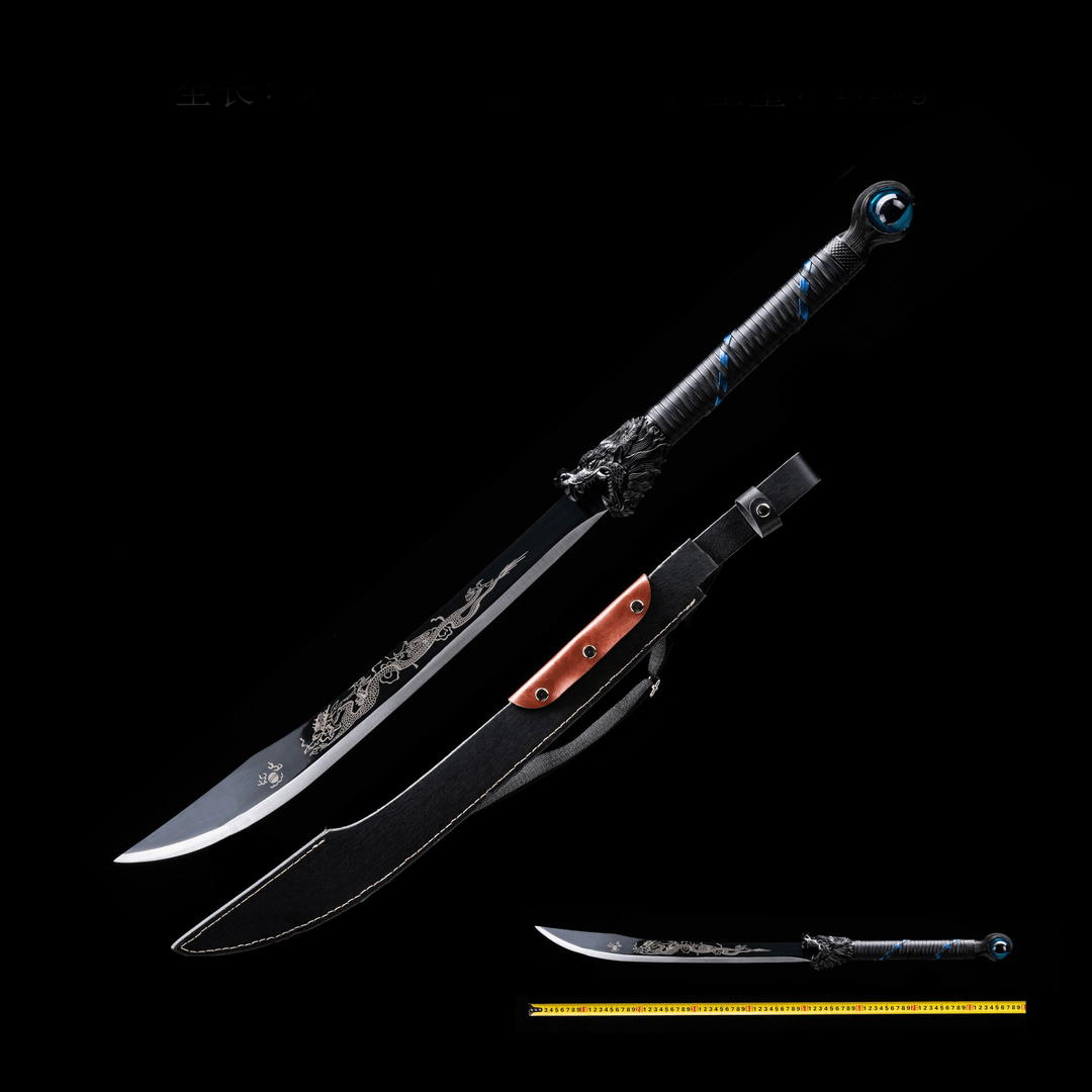 Handmade Dragon Battle Blade Manganese Steel Chinese Sword Black & White - Tophatter Daily Deals