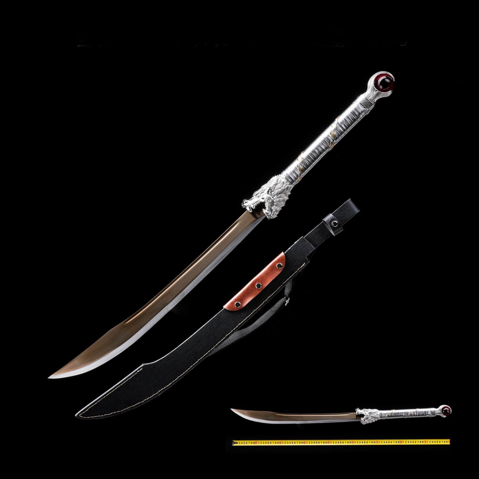 Handmade Dragon Battle Blade Manganese Steel Chinese Sword Black & White - Tophatter Daily Deals