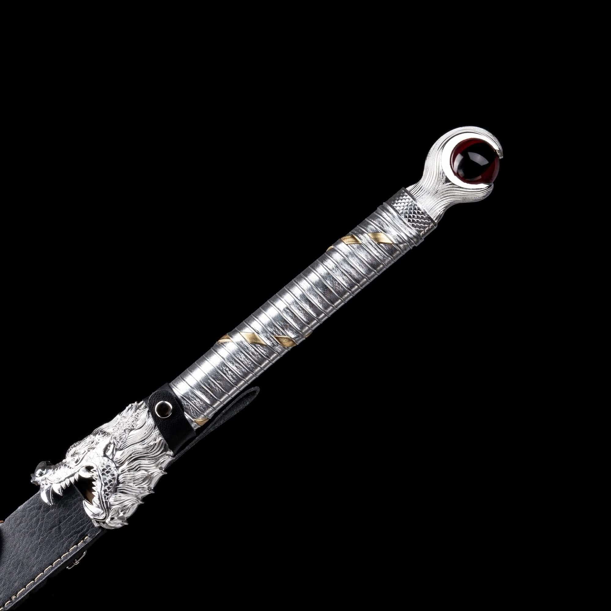 Handmade Dragon Battle Blade Manganese Steel Chinese Sword Black & White - Tophatter Daily Deals