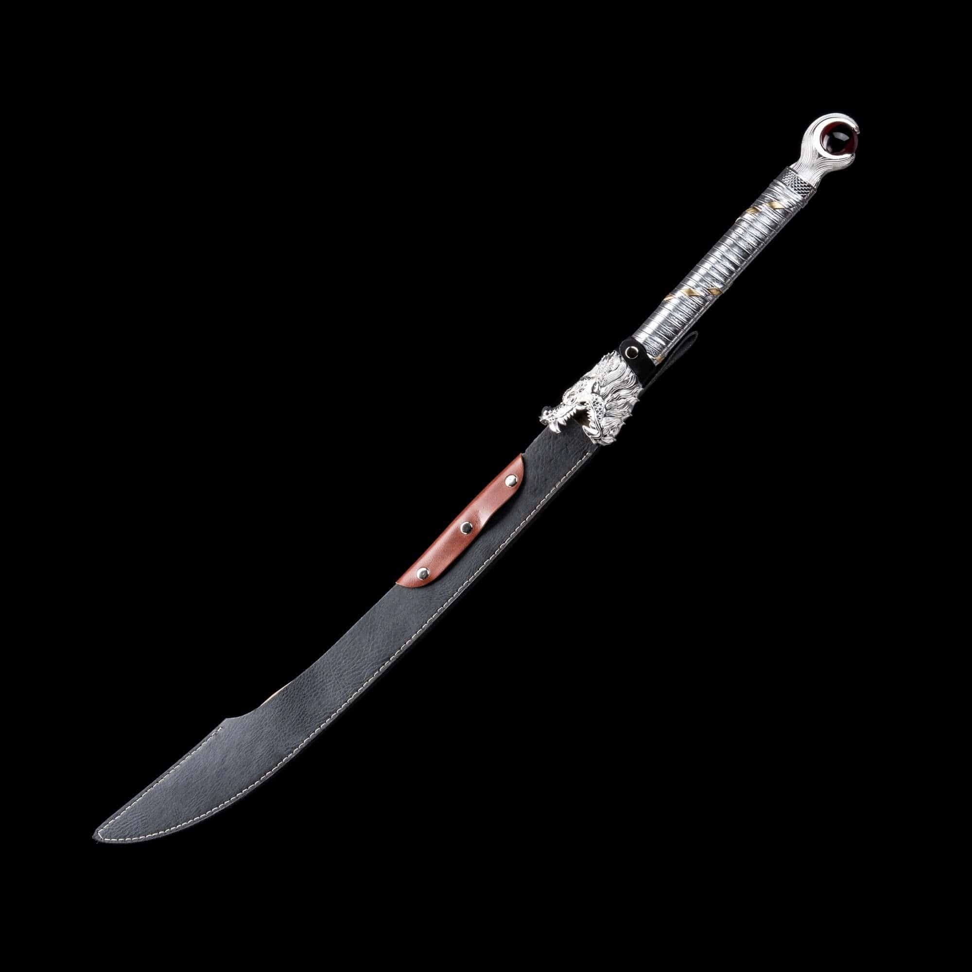 Handmade Dragon Battle Blade Manganese Steel Chinese Sword Black & White White - Tophatter Daily Deals