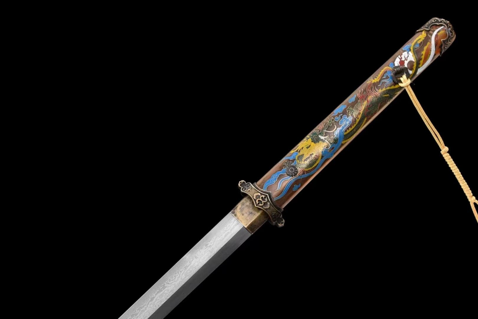 Handmade Dragon Flame 608 Pattern Steel Tang Sword - Tophatter Daily Deals