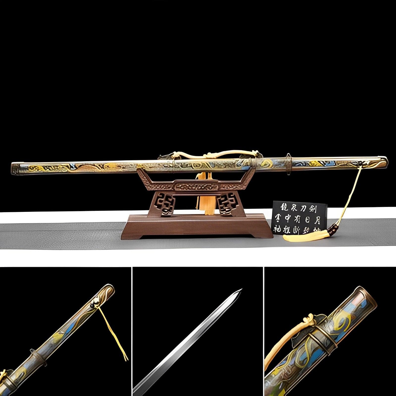 Handmade Dragon Flame 608 Pattern Steel Tang Sword - Tophatter Daily Deals