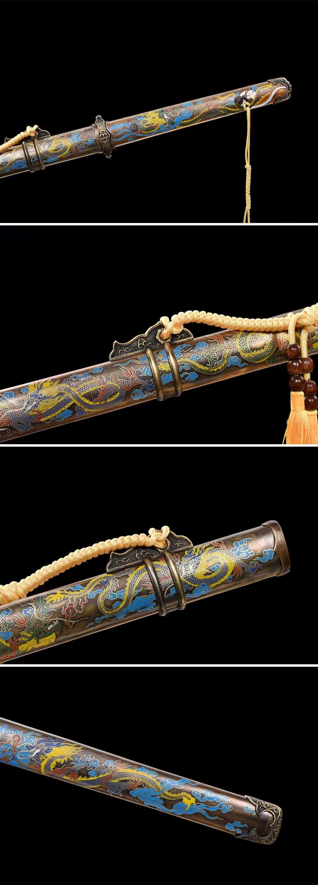 Handmade Dragon Flame 608 Pattern Steel Tang Sword - Tophatter Daily Deals