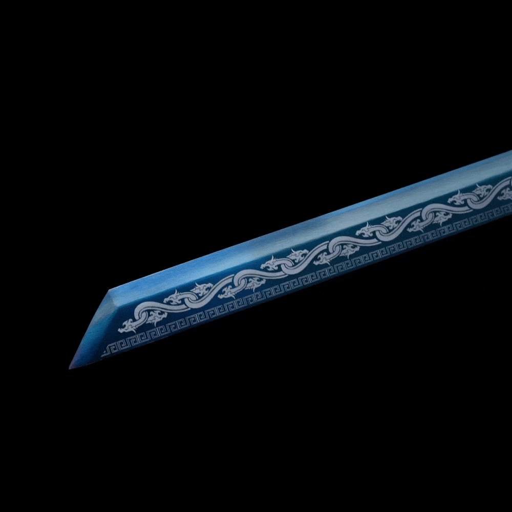 Handmade Dragon Flame Battle Blade Chinese Sword With Blue Blade - Tophatter Daily Deals