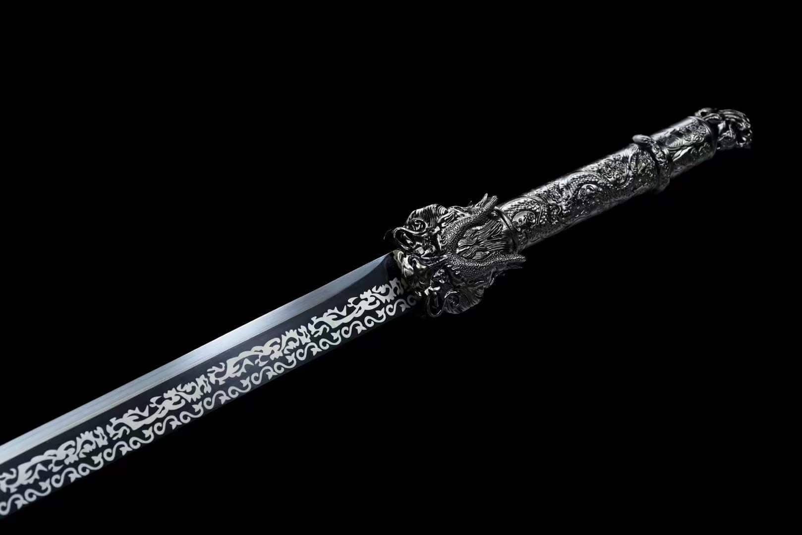 Handmade Dragon King Battle Blade With Black scabbard - Tophatter Daily Deals