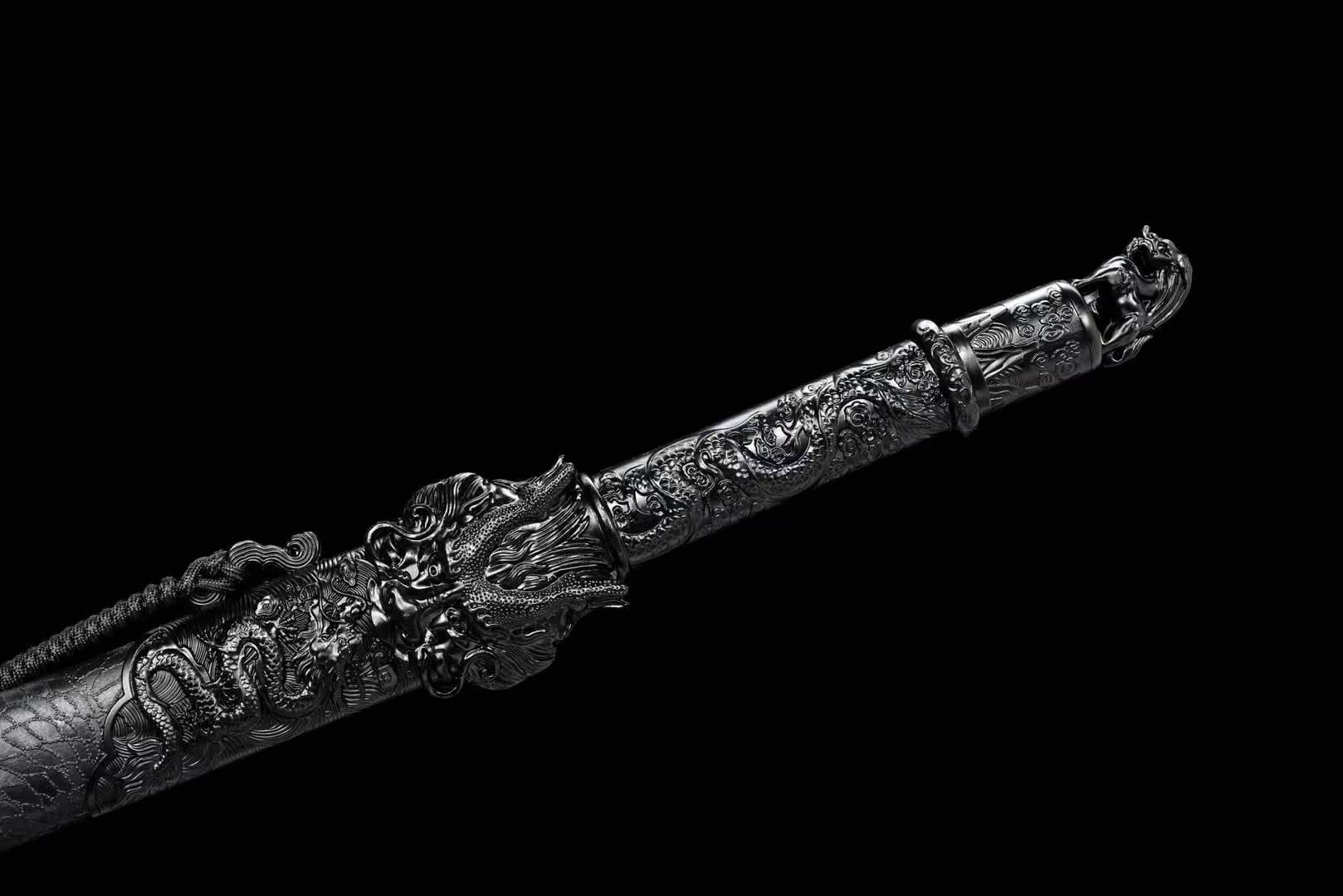 Handmade Dragon King Battle Blade With Black scabbard - Tophatter Daily Deals