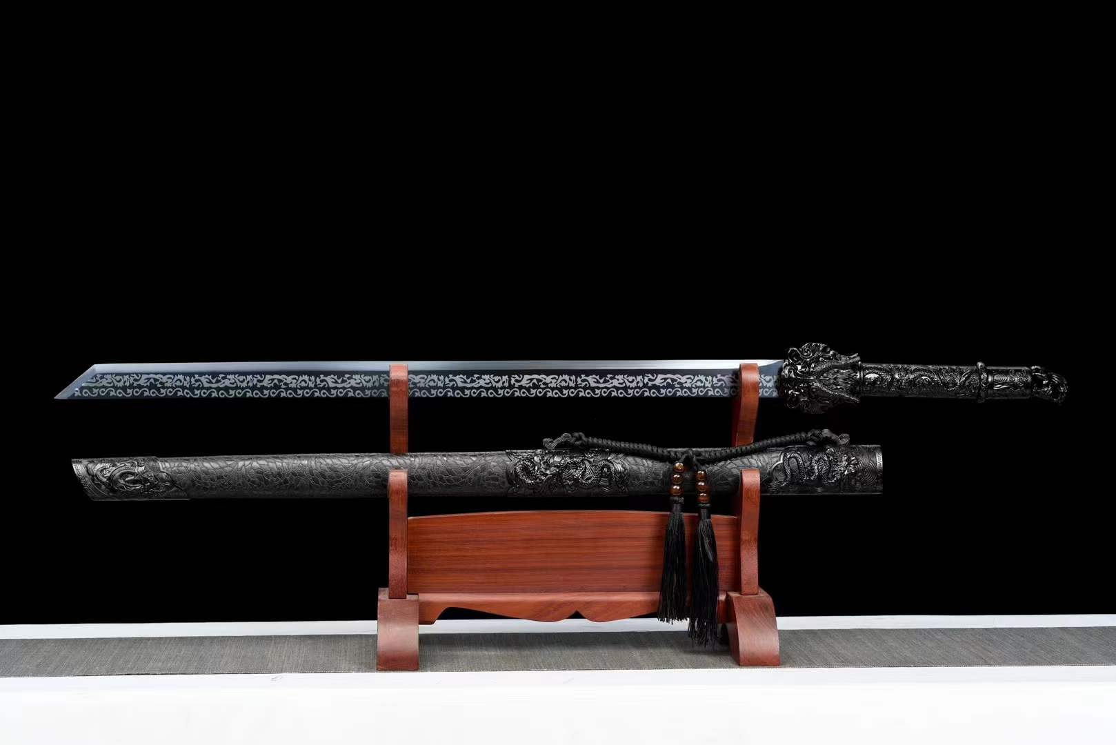 Handmade Dragon King Battle Blade With Black scabbard - Tophatter Daily Deals