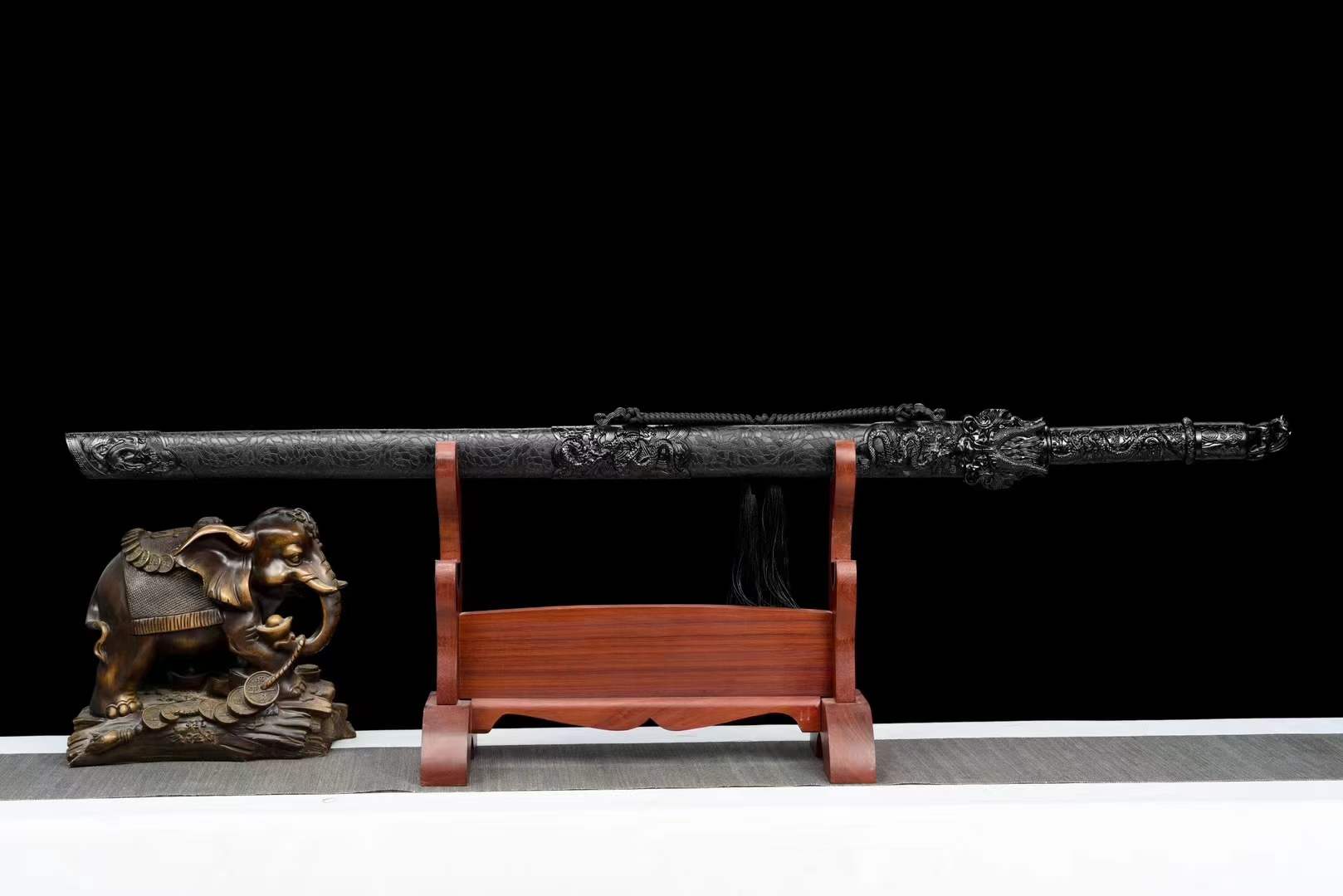 Handmade Dragon King Battle Blade With Black scabbard - Tophatter Daily Deals