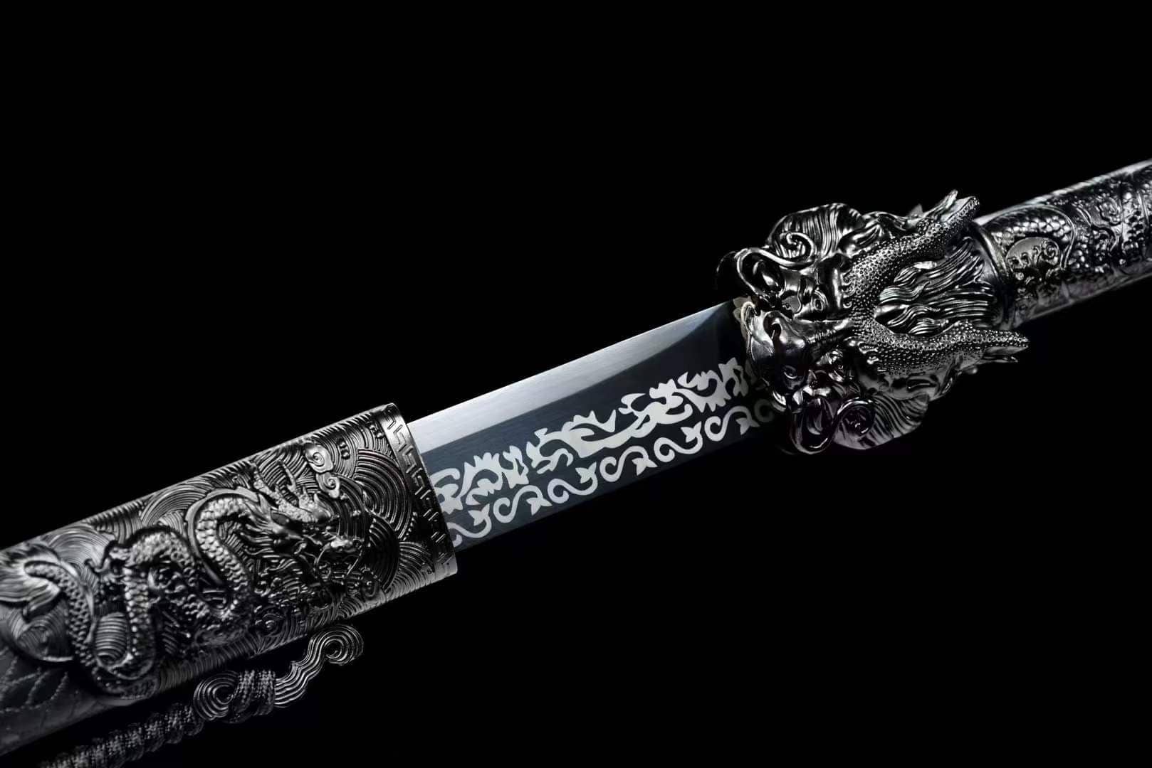 Handmade Dragon King Battle Blade With Black scabbard - Tophatter Daily Deals