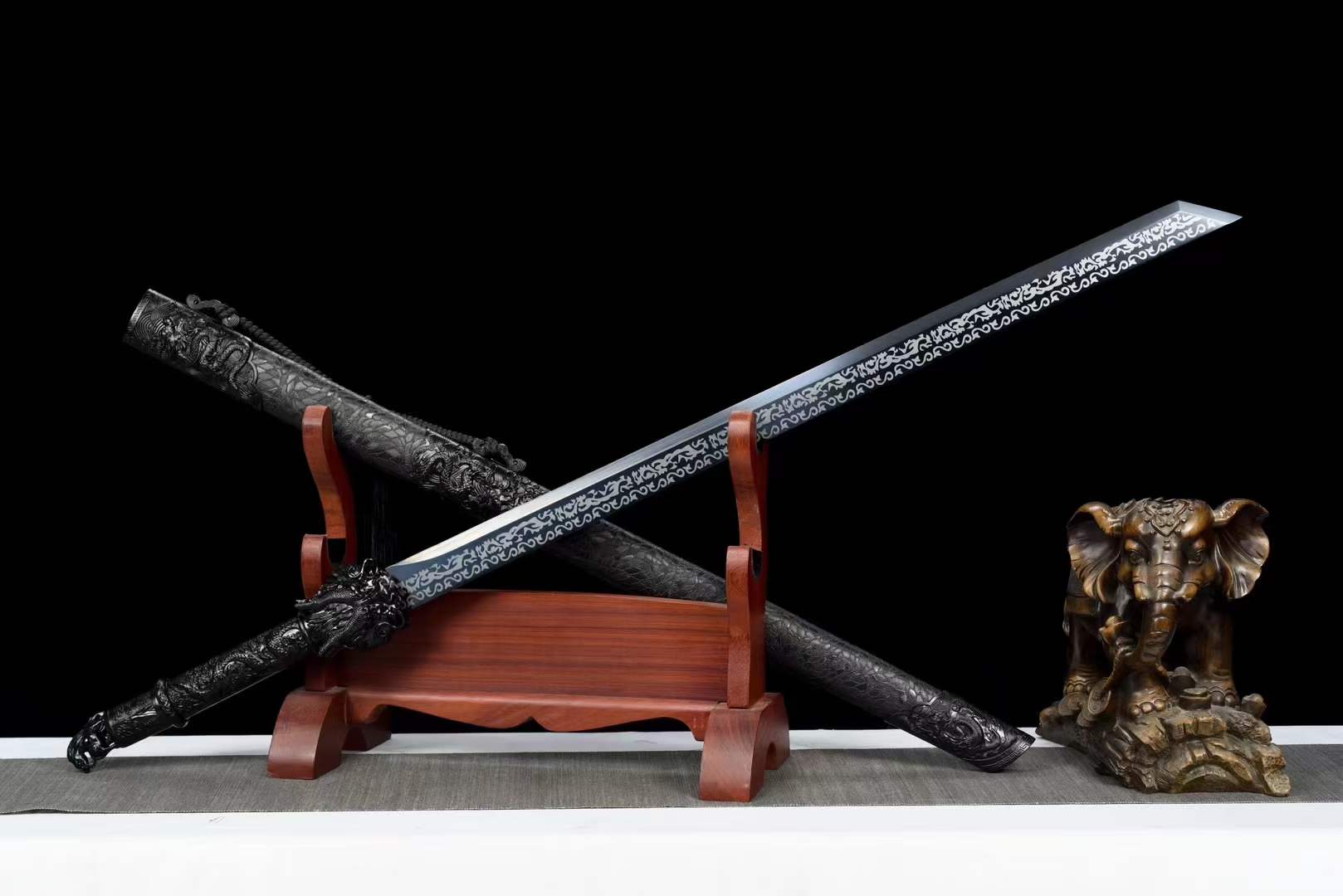 Handmade Dragon King Battle Blade With Black scabbard - Tophatter Daily Deals