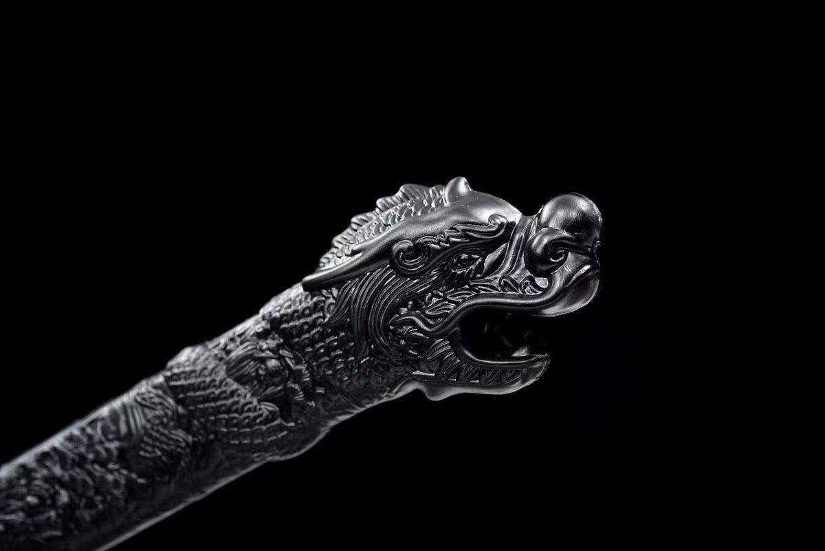 Handmade Dragon Slayer Manganese Steel Chinese Sword With Black Blade - Tophatter Daily Deals