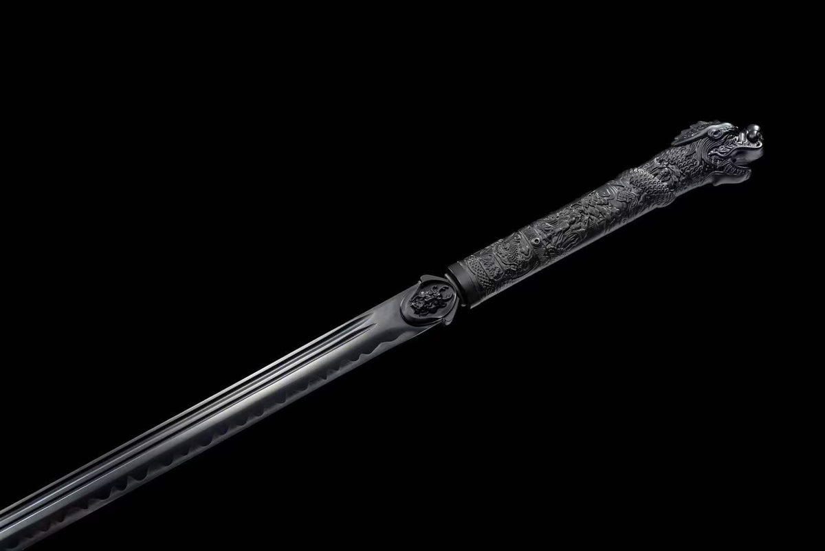 Handmade Dragon Slayer Manganese Steel Chinese Sword With Black Blade - Tophatter Daily Deals
