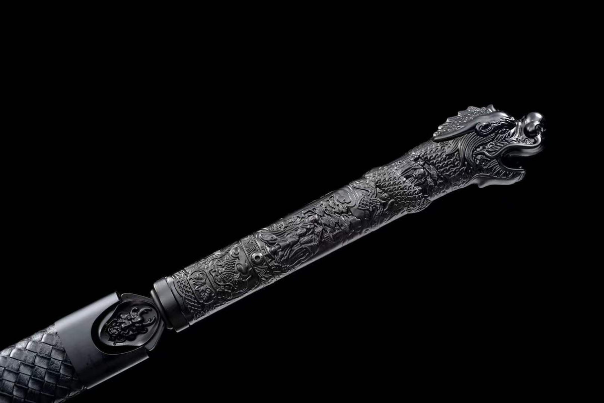Handmade Dragon Slayer Manganese Steel Chinese Sword With Black Blade - Tophatter Daily Deals
