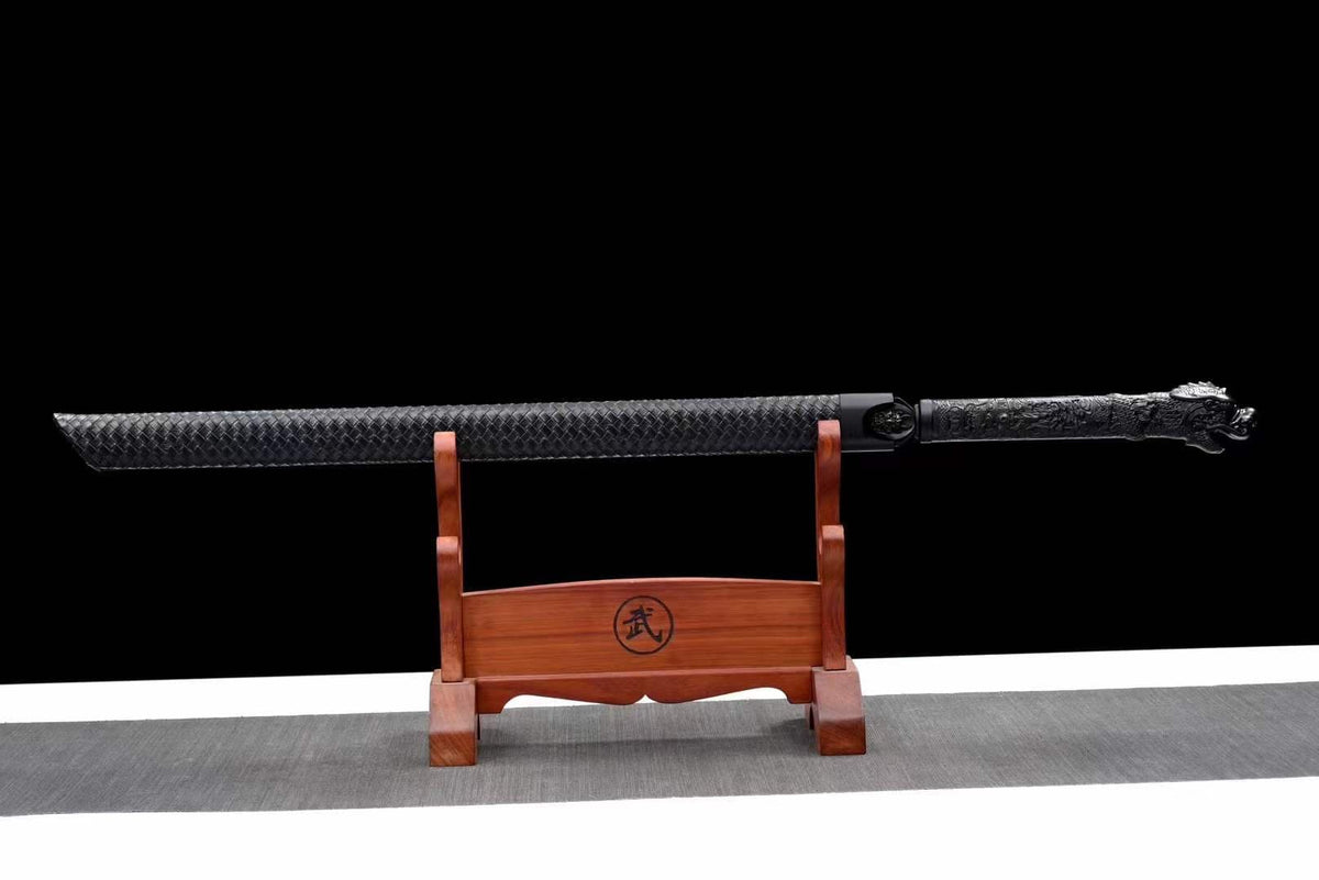 Handmade Dragon Slayer Manganese Steel Chinese Sword With Black Blade - Tophatter Daily Deals