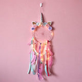 Handmade Feather Dream Catcher Wall Hanging Decoration Pink With Light Furniture & Decor - Tophatter Daily Deals