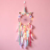 Handmade Feather Dream Catcher Wall Hanging Decoration Purple With Light Furniture & Decor - Tophatter Daily Deals
