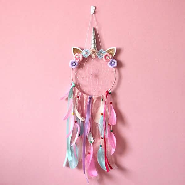 Handmade Feather Dream Catcher Wall Hanging Decoration Pink Without Light Furniture & Decor - Tophatter Daily Deals