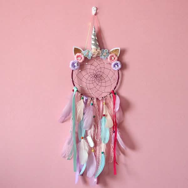 Handmade Feather Dream Catcher Wall Hanging Decoration Purple Without Light Furniture & Decor - Tophatter Daily Deals