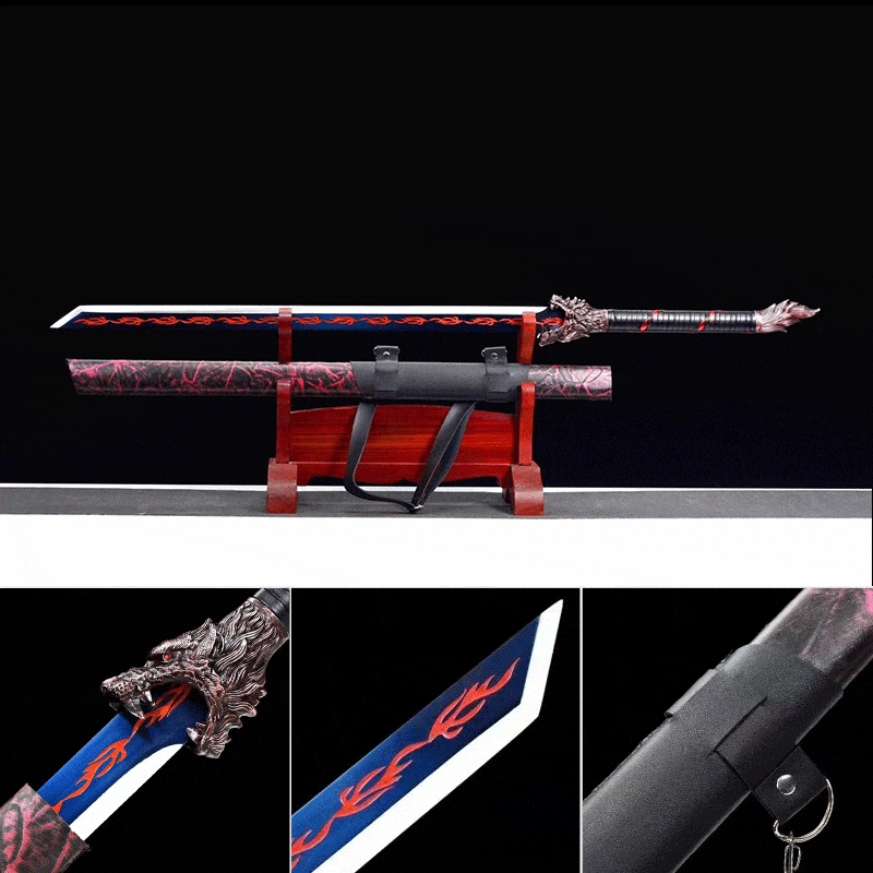 Handmade Flame-Eating Wolf Fury Manganese Steel Chinese Sword - Tophatter Daily Deals