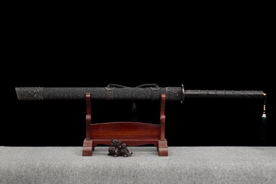 Handmade Gnarled Dragon High Manganese Steel Carve flowers Chinese Sword - Tophatter Daily Deals