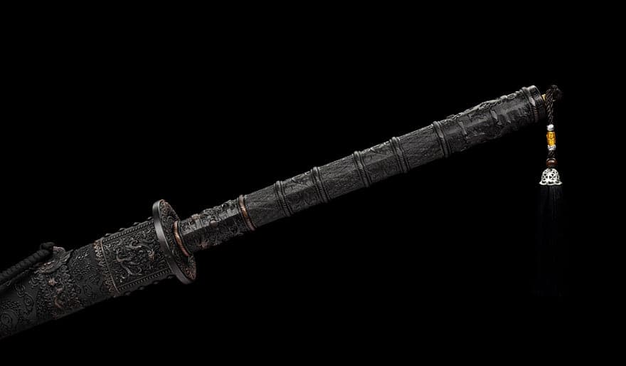 Handmade Gnarled Dragon High Manganese Steel Carve flowers Chinese Sword - Tophatter Daily Deals