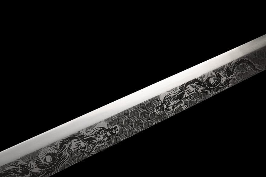 Handmade Gnarled Dragon High Manganese Steel Carve flowers Chinese Sword - Tophatter Daily Deals