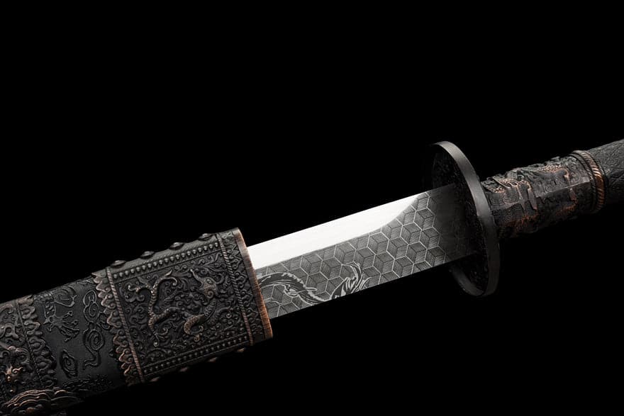 Handmade Gnarled Dragon High Manganese Steel Carve flowers Chinese Sword - Tophatter Daily Deals