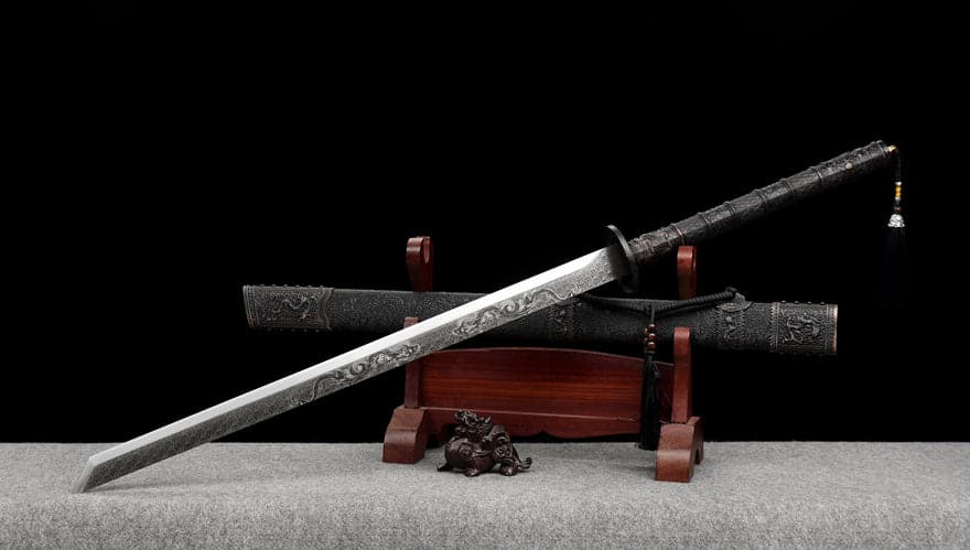 Handmade Gnarled Dragon High Manganese Steel Carve flowers Chinese Sword - Tophatter Daily Deals